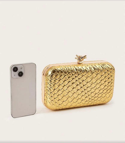 TEXTURED LEATHER EVENING CLUTH BAG