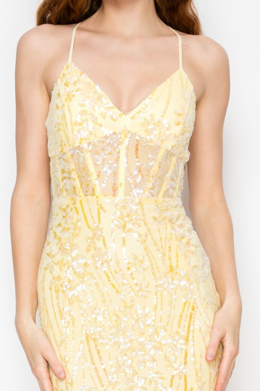 FLORAL SEQUIN MERMAID MAXI COCKTAIL DRESS