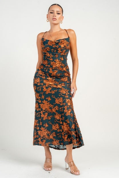 FLORAL EMBROIDERED MAXI DRESS