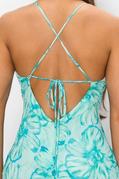 FLORAL HALTER PRINTED MAXI DRESS WITH OPEN BACK