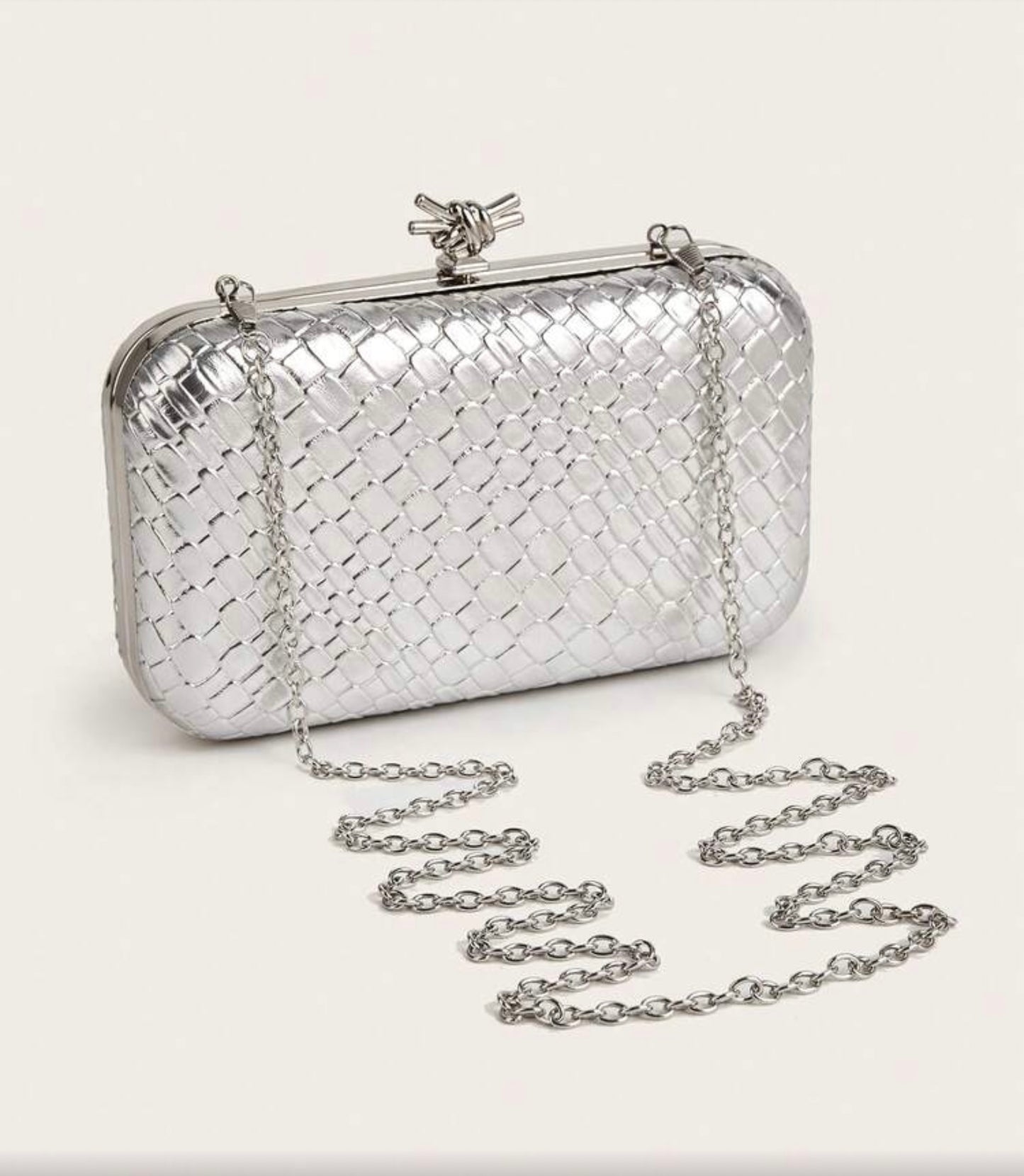 TEXTURED LEATHER EVENING CLUTH BAG