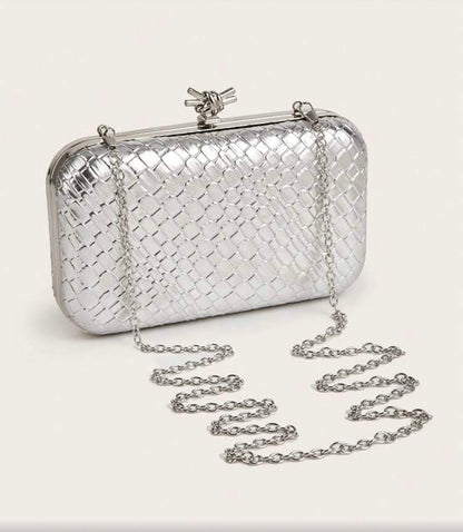 TEXTURED LEATHER EVENING CLUTH BAG