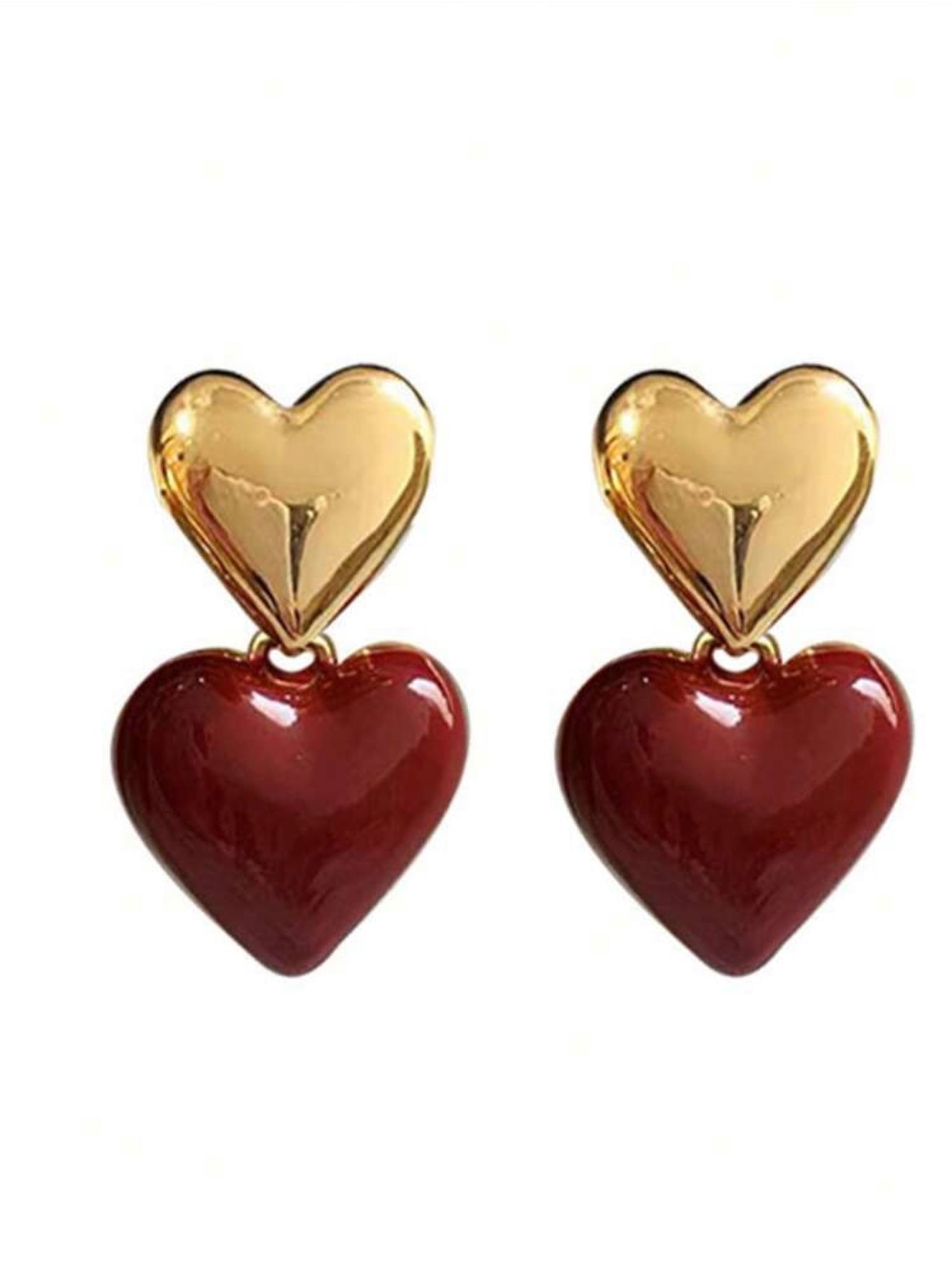 RED HEART SHAPED EARRINGS