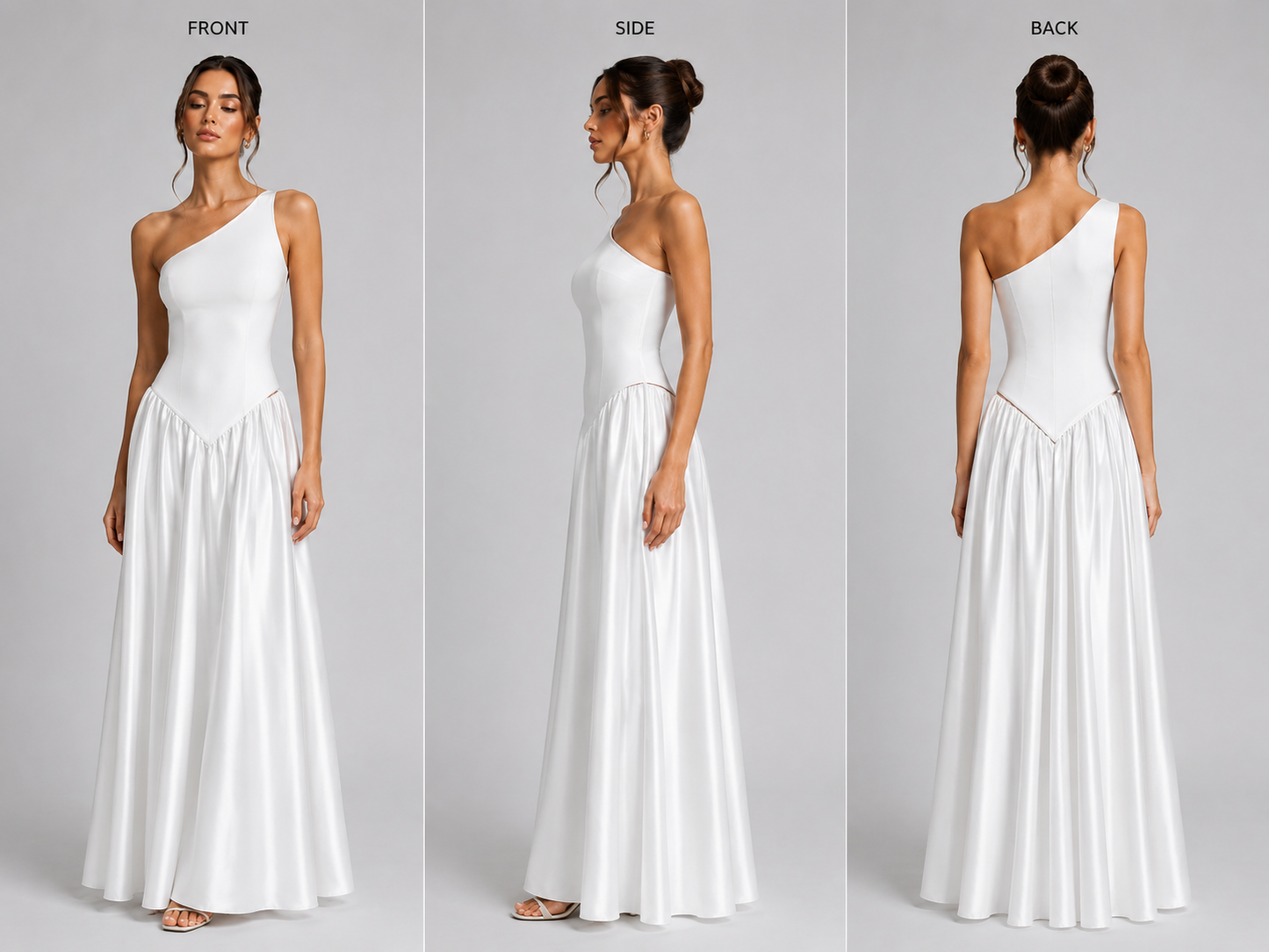 Mirelle Hybrid Bandage Satin Midi Dress