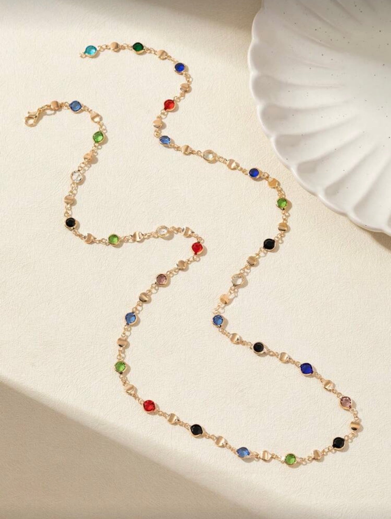 MULTI COLOR Y SHAPED LONG NECKLACE