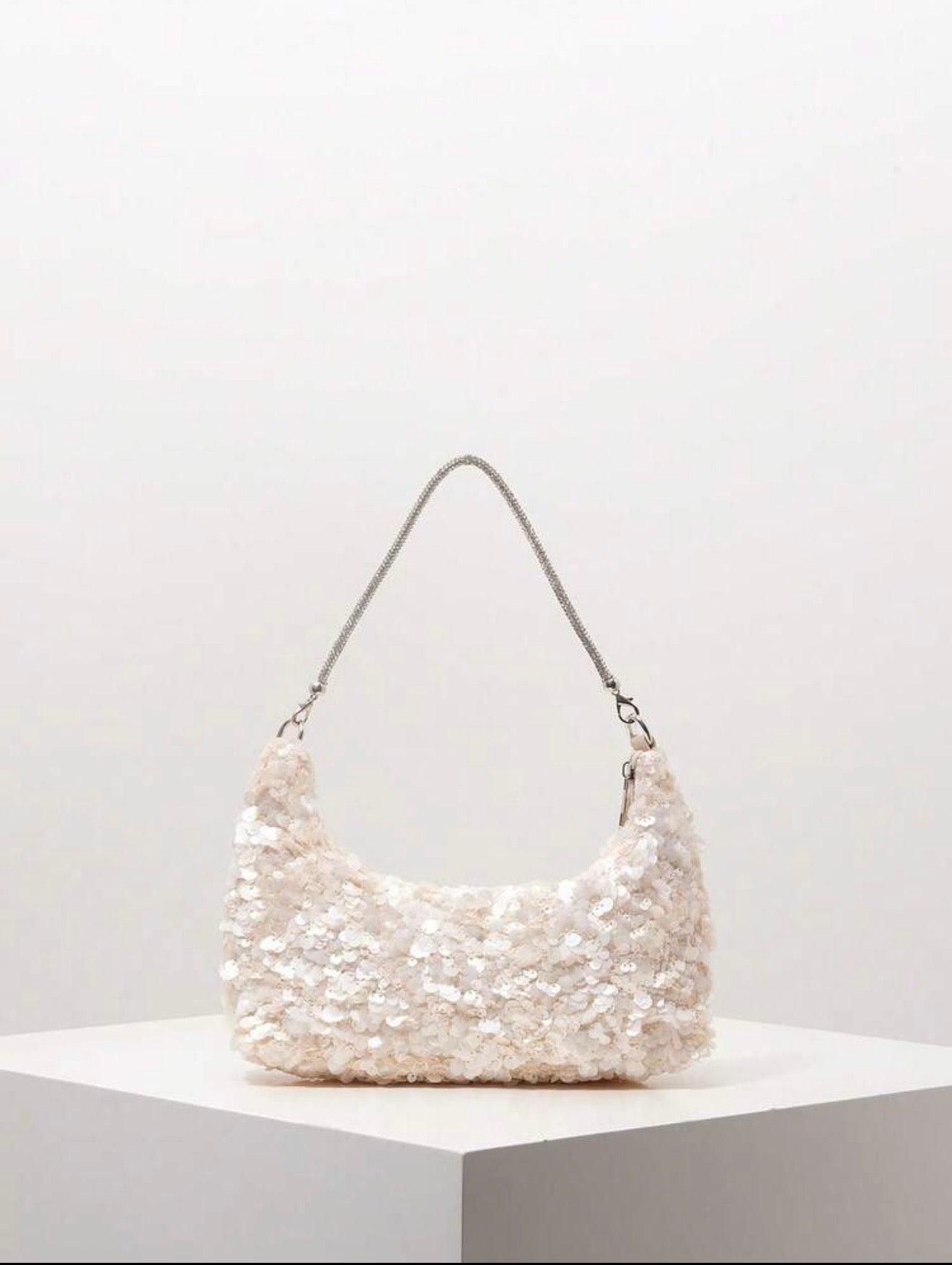 TOP HANDLE SEQUINED SHOULDER PARTY CLUTCH BAG