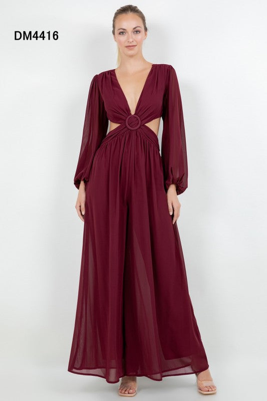 RIGHT FRONT CUT OUT CHIFFON JUMPSUIT