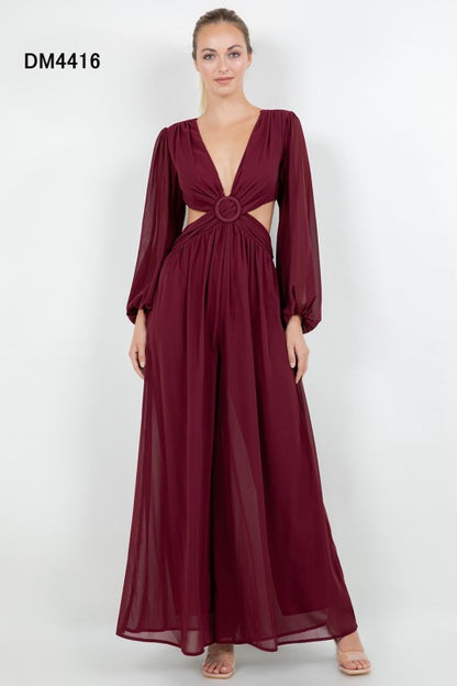 RIGHT FRONT CUT OUT CHIFFON JUMPSUIT
