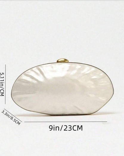 PEARL EFFECT HARD SHELL BOX SHAPED SUMMER CLUTCH