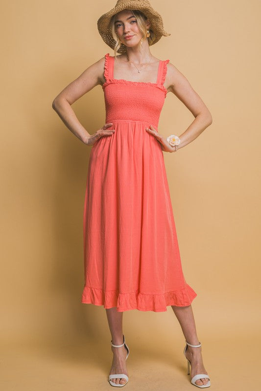 SMOCKED MAXI DRESS