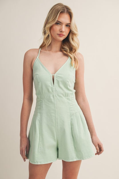 BACKLESS STRAPPY FLARE ROMPER