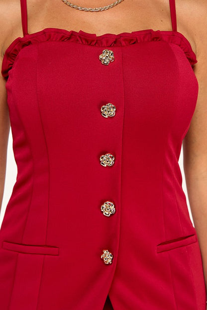 BUTTON CLOSURE TUBE MINI DRESS