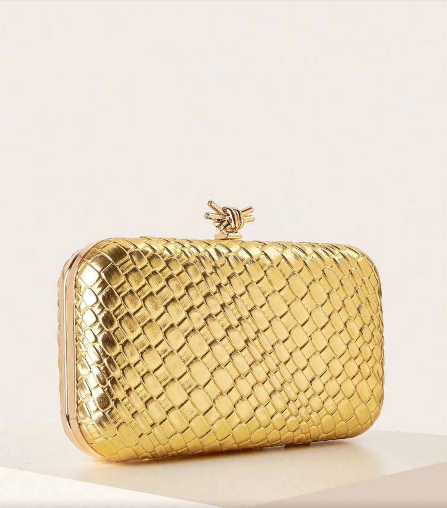 TEXTURED LEATHER EVENING CLUTH BAG