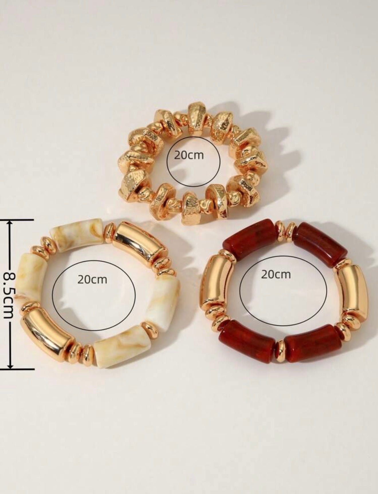 3 PCS MULTI LAYER BROWN VINTAGE BRACELET