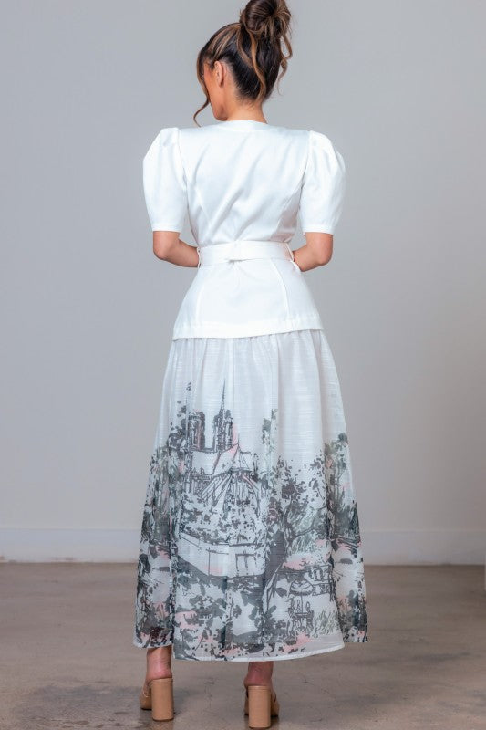 SHORT SLEEVES BLAZER MAXI DRESS