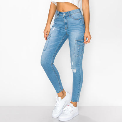 HIGH RISE CARGO SKINNY JEANS