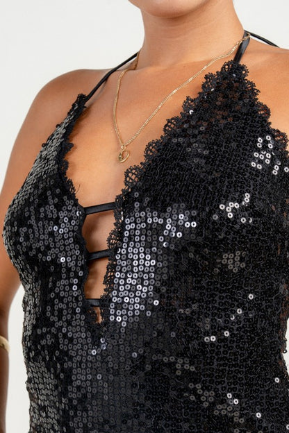 SEQUIN LACE MINI PARTY DRESS