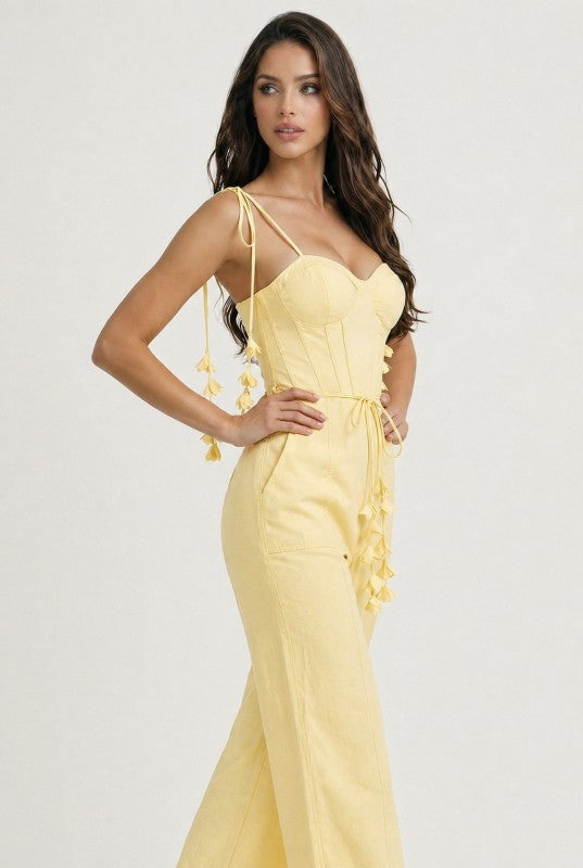 CORSET BODICE WIDE LEG JUMPSUIT