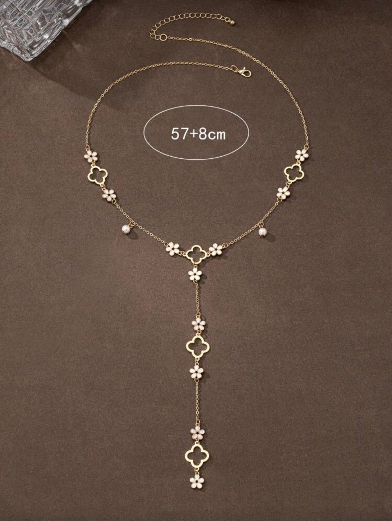 Y SHAPED FAUX PEARL LONG NECKLACE