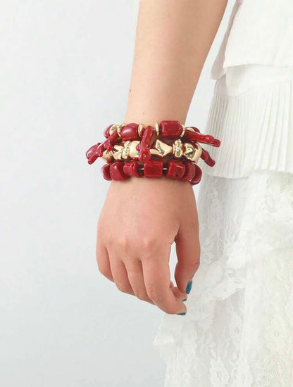 3 PCS CORAL RESIGN STACKED BRACELETS