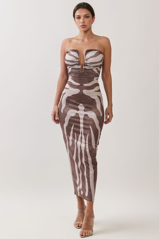ABSTRACT TUBE MIDI DRESS