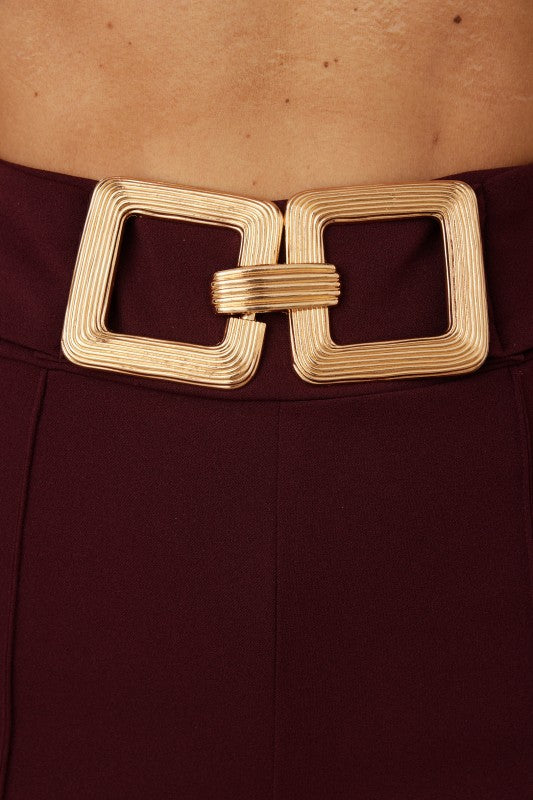 DRESSY OVERSIZED BUCKLE CHAIN PANTS