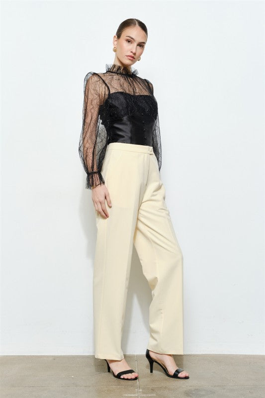 LUXE LACE MOCK NECK LONG SLEEVES BLOUSE
