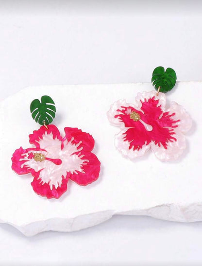 ACRYLIC FLOWER DROP EARRINGS