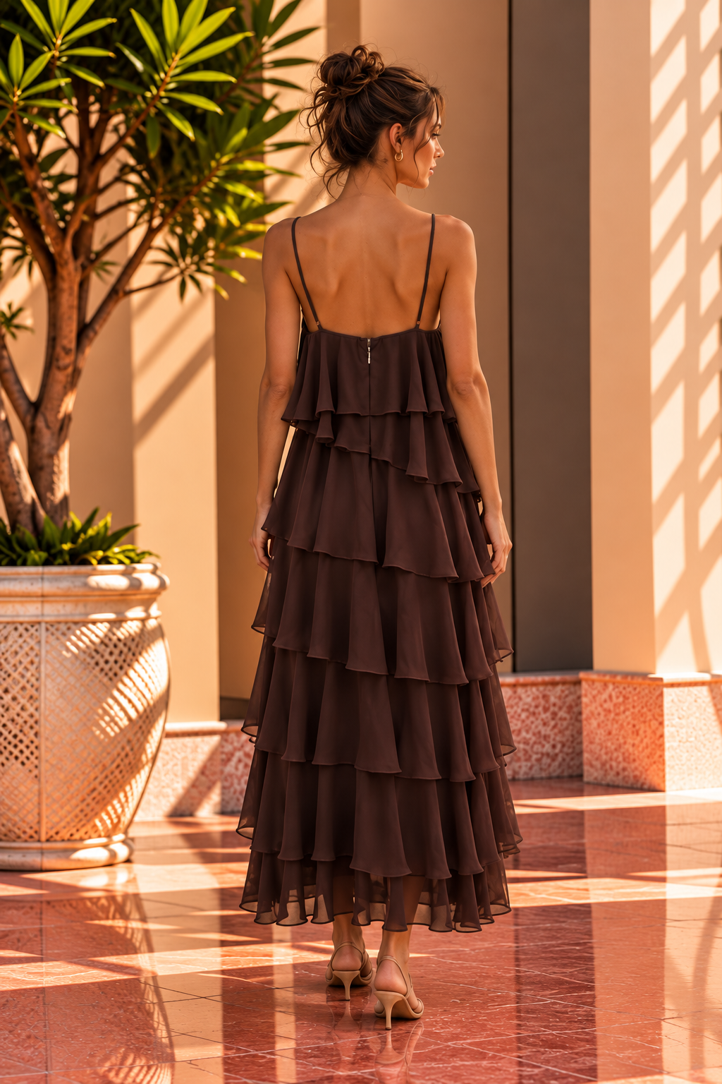 ASYMMETRIC RUFFLE HEM TANK MAXI DRESS