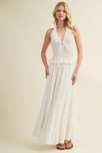 SMOCKED HALTER TOP