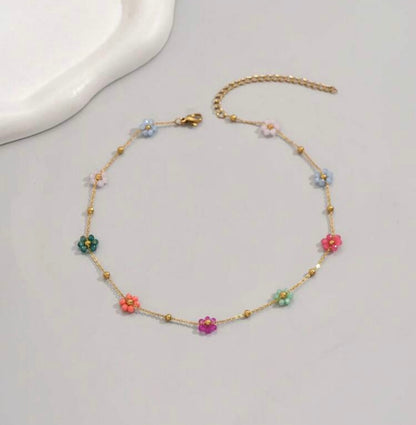 2 PCS STAINLESS STEEL Y FLOWER NECKLACE