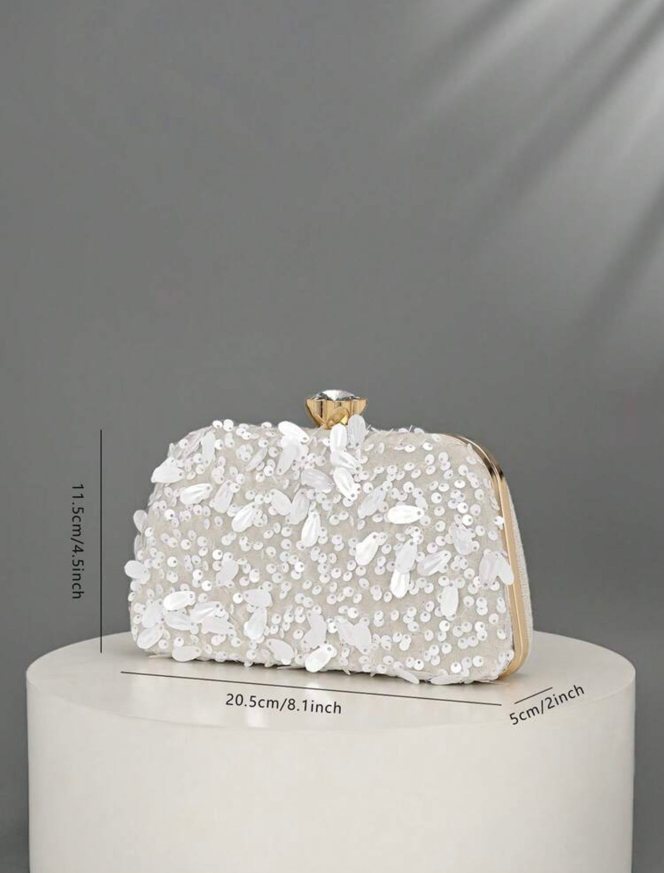 FLORAL PATTERN SEQUINED EVENING CLUTCH BAG