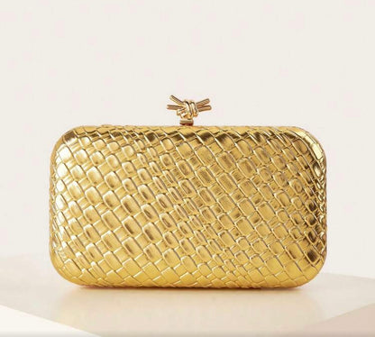 TEXTURED LEATHER EVENING CLUTH BAG