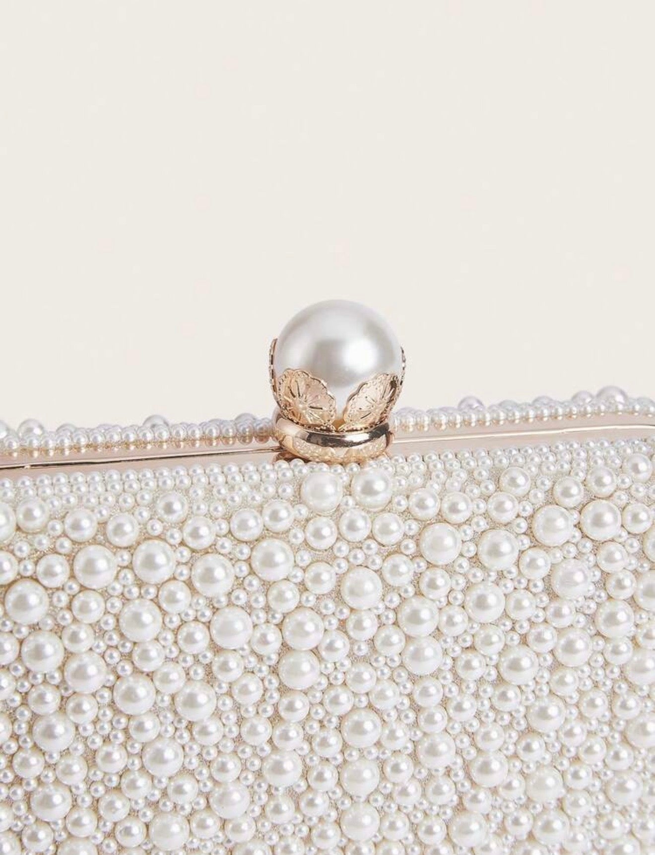 FAUX PEARL BEADED EVENING CLUTCH BAG