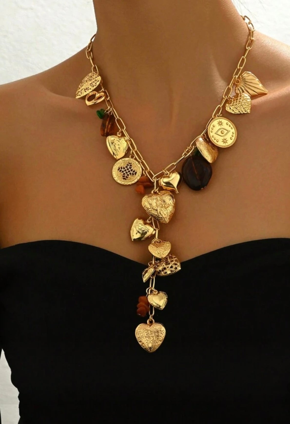 PREMIUM GOLD PENDANT Y NECKLACE