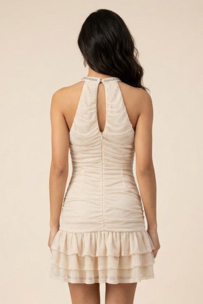 CRYSTAL MESH MINI PARTY DRESS