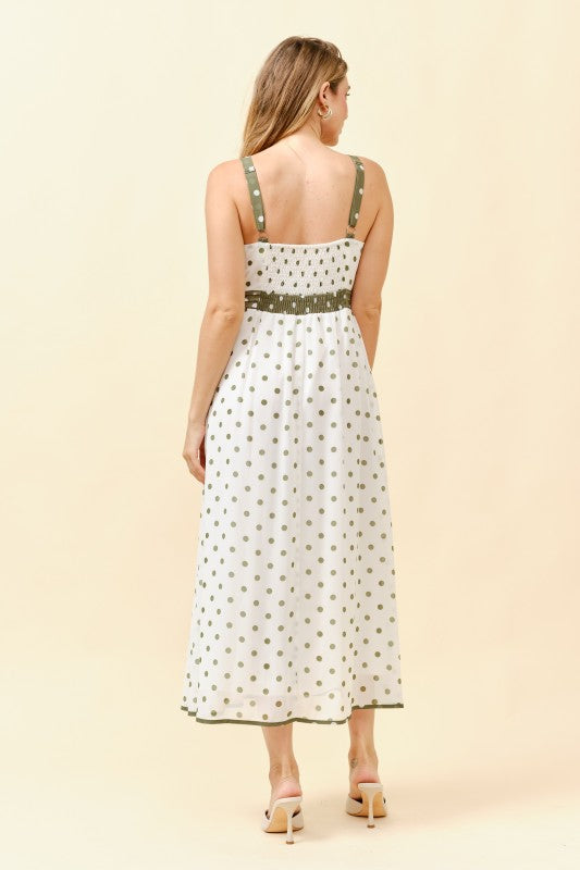 RETRO POLKA DOT MIDI SUMMER DRESS