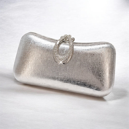 METALLIC GLOSSY LEATHER CLUTCH BAG