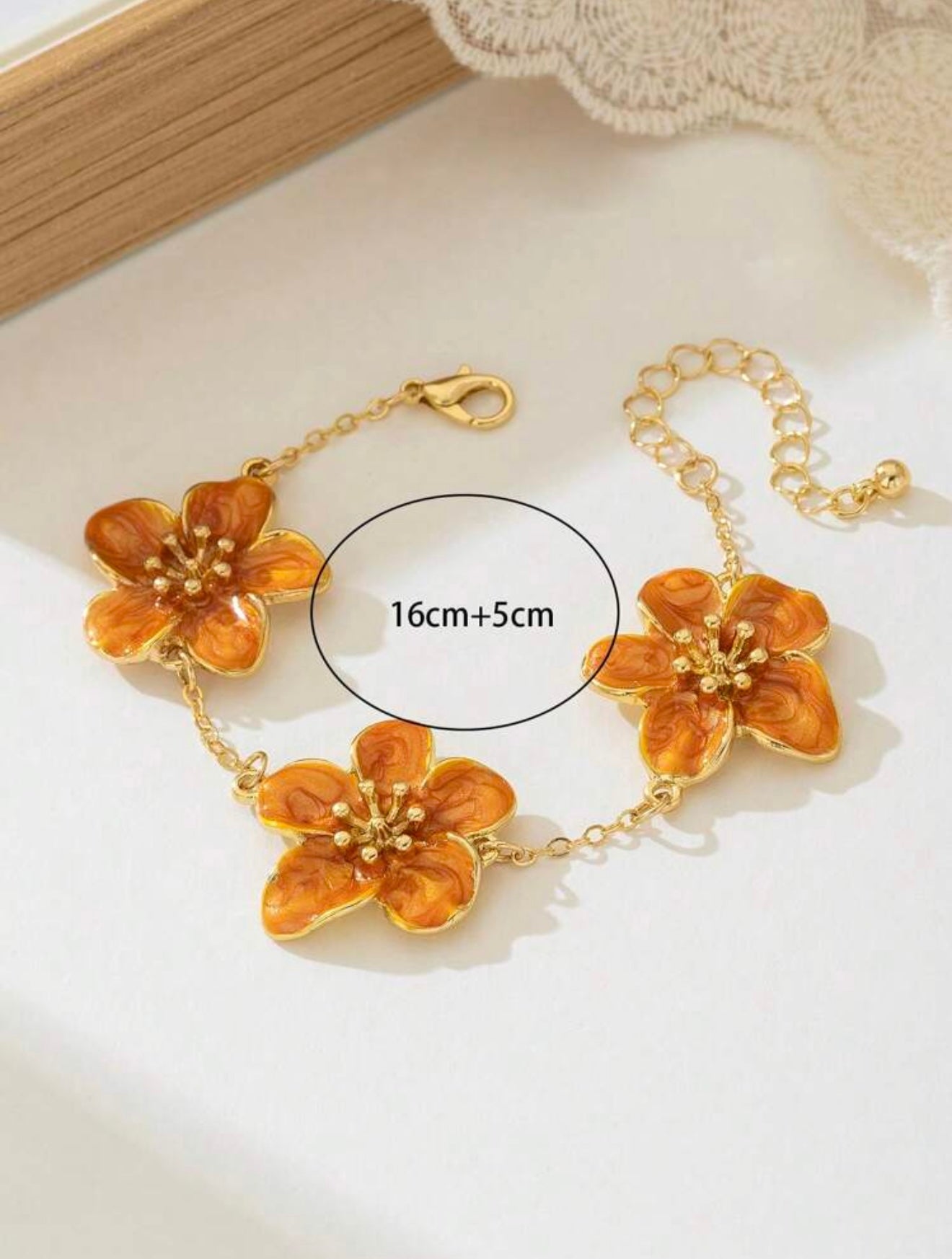 DRIP OIL FLORAL DESIGN BRACELET & EARRING SET
