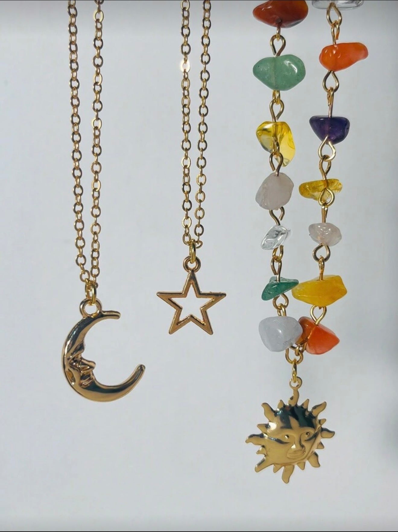 3 PCS CRYSTAL BEADED CHAIN NECKLACE