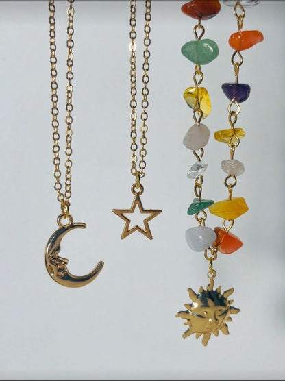 3 PCS CRYSTAL BEADED CHAIN NECKLACE