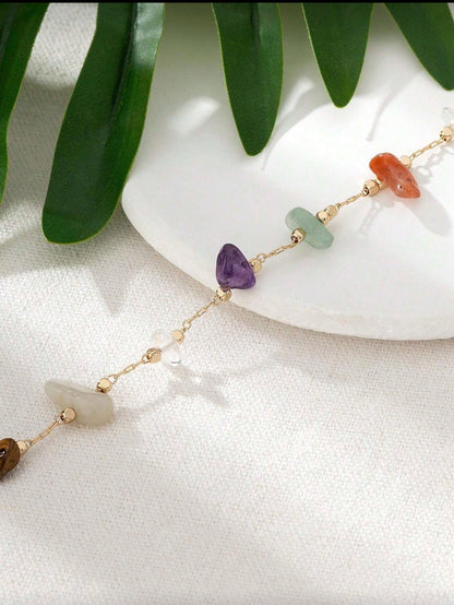 COLORFUL NATURAL STONE BEADED BRACELET