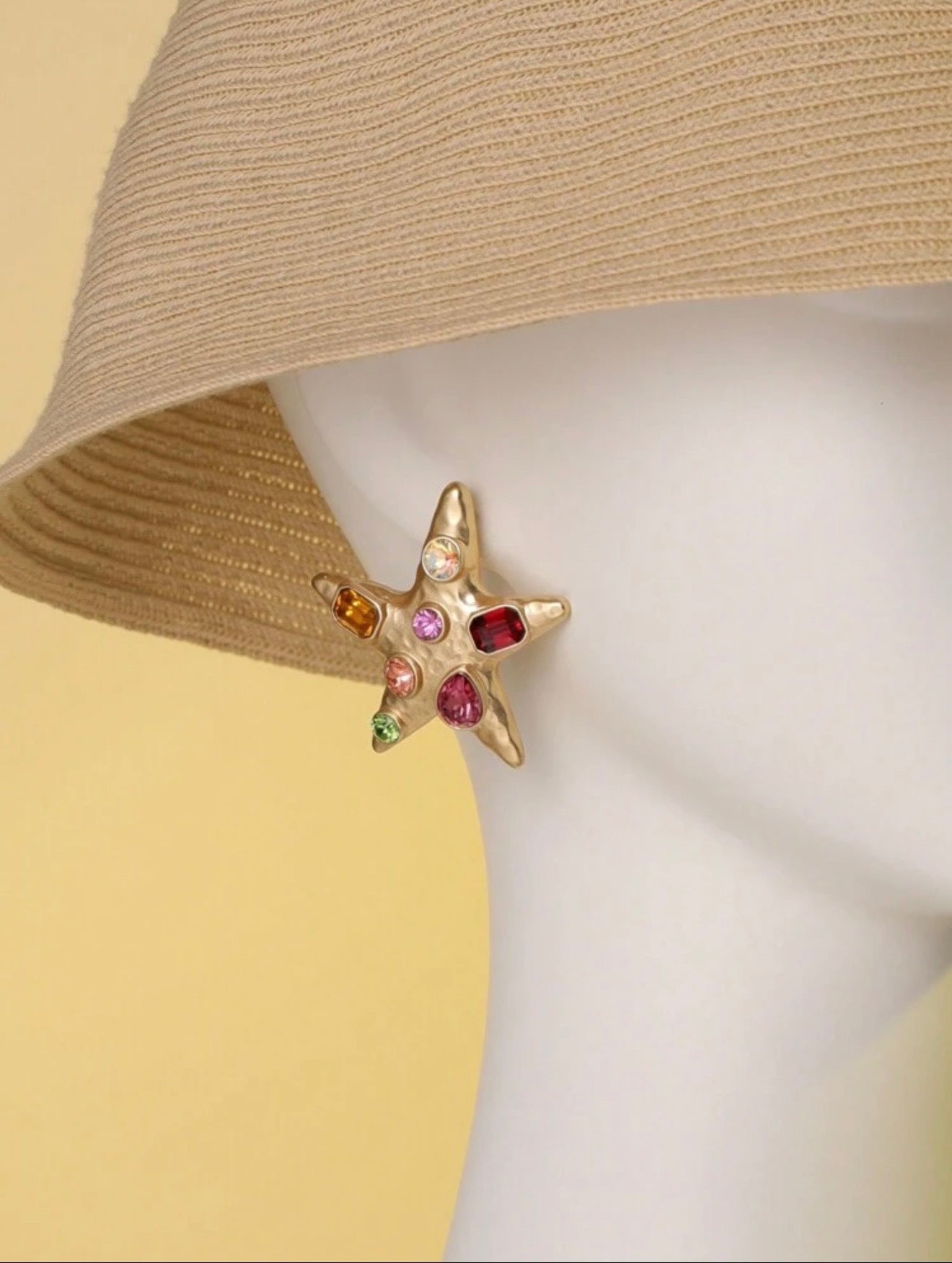 GOLD & MULTI COLOR RHINESTONE STARFISH EARRINGS