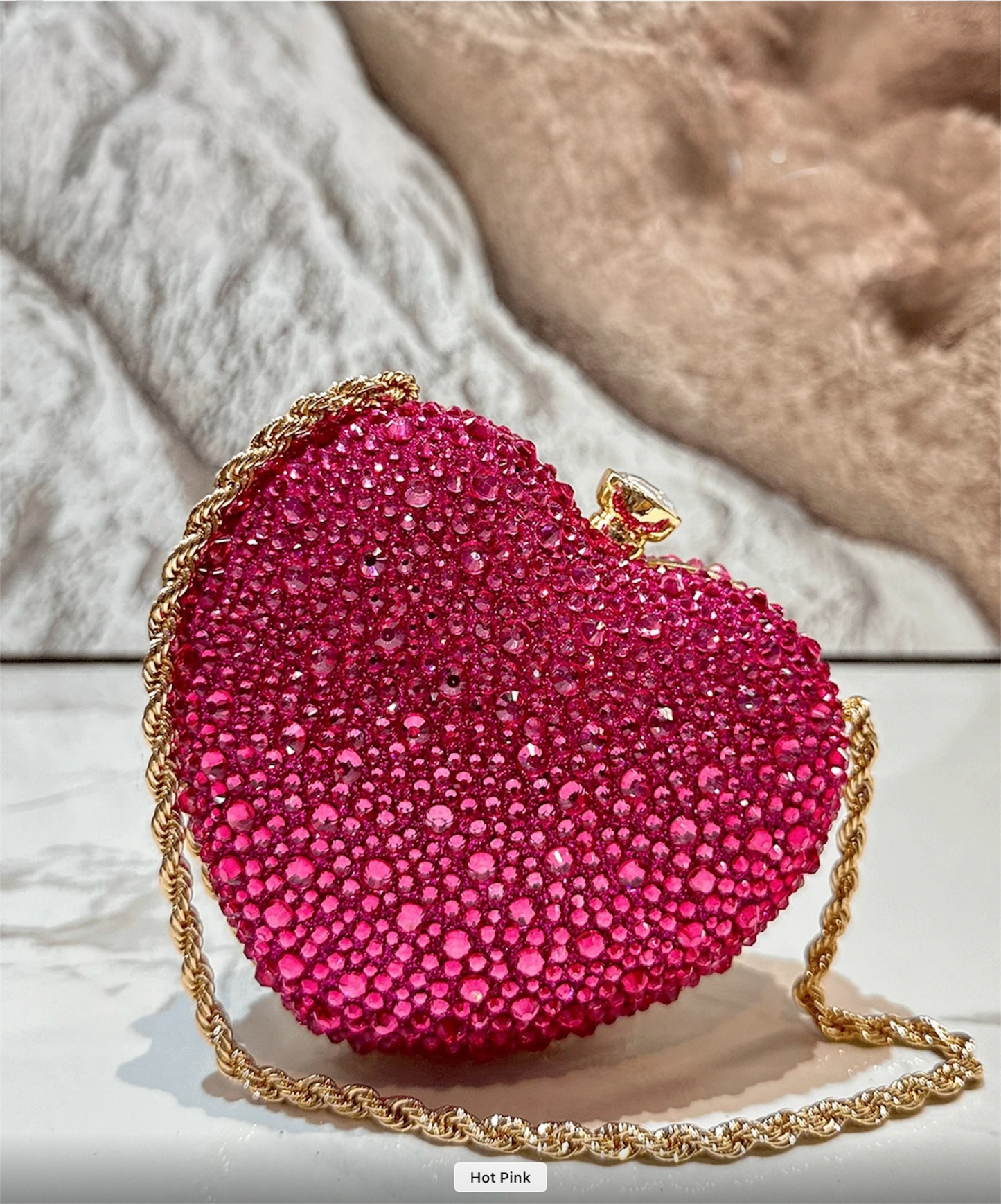 HEART SHAPED RHINESTONE EVENING CLUTH BAG