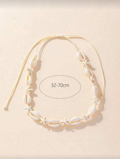WHITE BEADED STARFISH NECKLACE