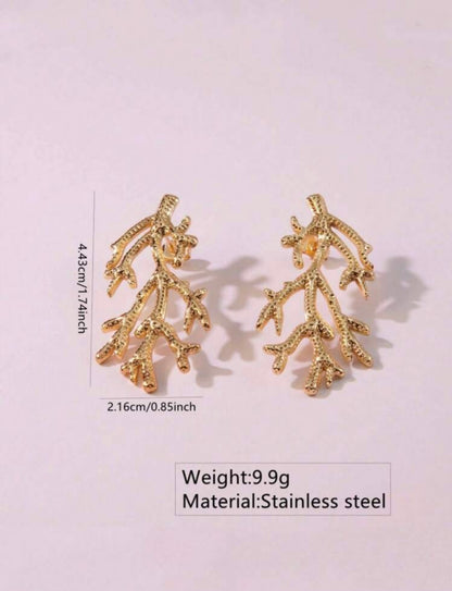 CORAL SHAPED GOLD EARRINGS