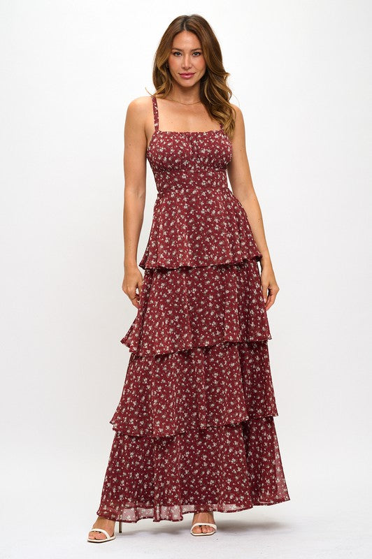 FLORAL MULTI LAYER MAXI DRESS