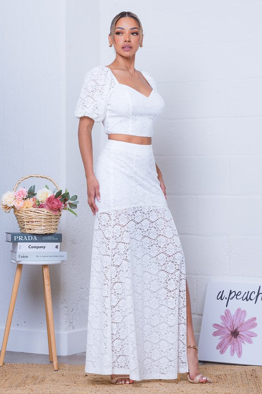 LACE CROP TOP AND MAXI SKIRT SET