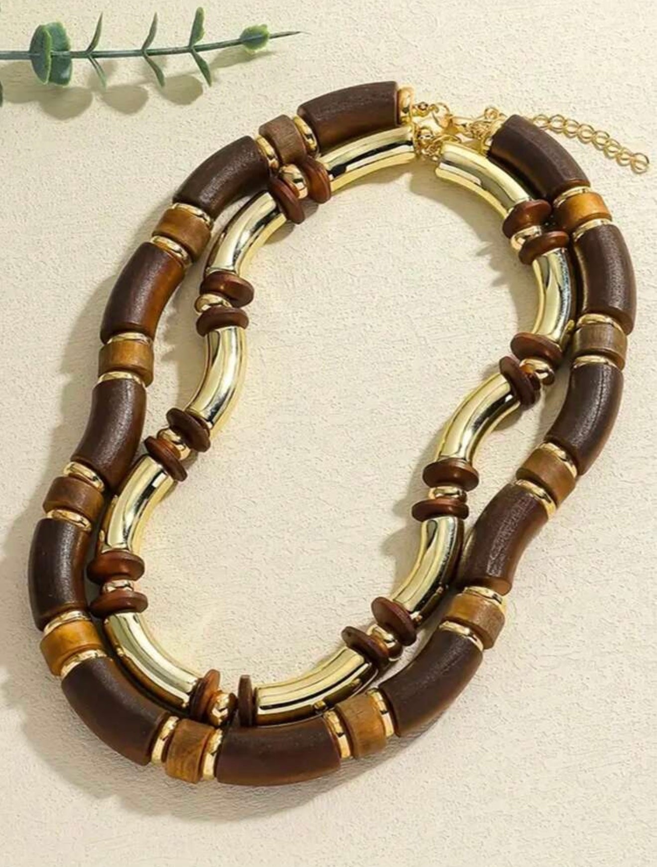 2 PCS BOHEMIAN WOODEN NECKLACE SET