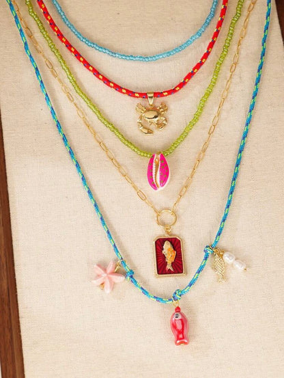 5 PCS BOHEMIAN PENDANT BEADED MULTI LAYER SUMMER NECKLACE